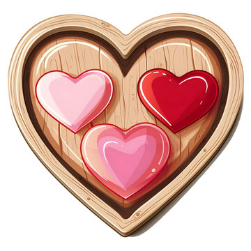 Love heart wooden sign boards mockup sticker style transparent background - Ai Generated