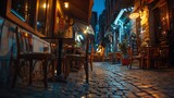 Fototapeta Fototapeta uliczki - night cafe in the narrow streets of Istanbul : Generative AI