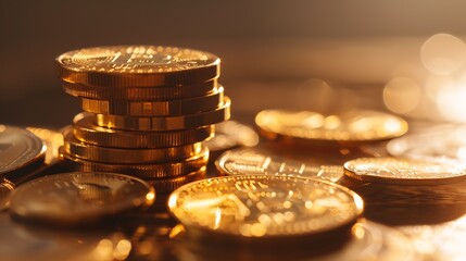 Aufkleber - Stack of money coin with trading graph, financial investment concept use for background : Generative AI