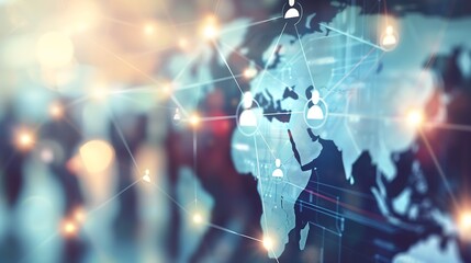 Leinwandbilder - Digital technology, global business network connection, data analysis, social media marketing, digital software development, teamwork and business strategy, internet technology concept : Generative AI