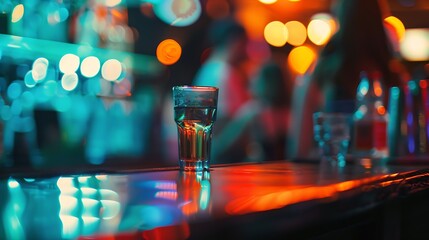 Poster - blurred background people in the bar : Generative AI