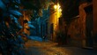 Night view of old cozy street in Trastevere in Rome Italy Trastevere is rione of Rome on the west bank of the Tiber in Rome Lazio Italy Architecture and landmark of Rome : Generative AI