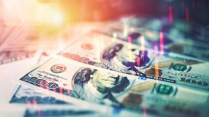 Poster - Business finance and investment, world economic growth concept. Forex financial graph chart, market report on cash currency with copy space for business and finance background : Generative AI
