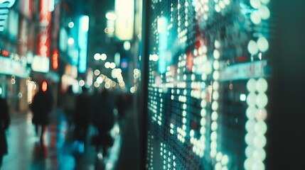 Leinwandbilder - Financial stock exchange market display screen board on the street, selective focus : Generative AI