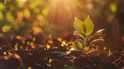 Fototapete - coins and money growing plant for finance and banking, saving money or interest increasing concept : Generative AI