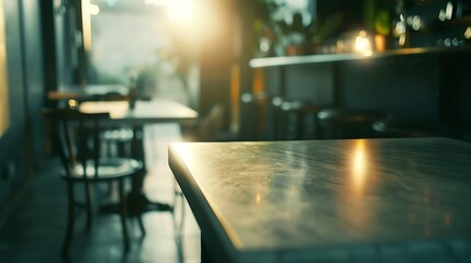 Aufkleber - Top of table with Bar Cafe Restaurant blurred background : Generative AI