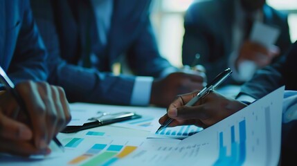 Aufkleber - close up. business colleagues discussing financial documents. : Generative AI