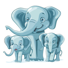 Sticker - A family Of Elephants Illustration