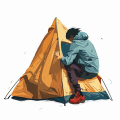 Wall Mural - Person in Camp Illustration