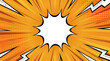 Comic Pop art background with thunder flash. Cute retro stripes pattern. Vector halftone illustration. For comic superhero text, speech bubble, message