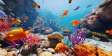 Fototapeta  - Coral reef and fishes underwater seascape background