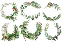 Watercolor Illustrations Of Christmas Frame Pattern