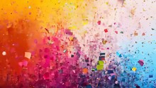 Colorful Confetti Background. Festive Abstract Background With Falling Confetti.