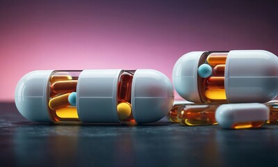 Poster - Pills, tablets and medicine drugs, colorful capsules with remedy filler