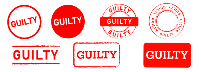 Wall Mural - guilty circle and square red rubber grunge stamp label sign for law crime justice