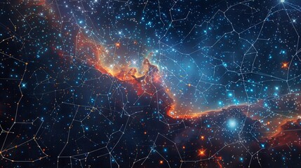 Wall Mural - a detailed star chart with constellations and celestial bodies, educational and aesthetic for astron