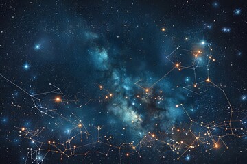 Wall Mural - a detailed star chart with constellations and celestial bodies, educational and aesthetic for astron