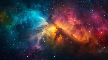 Wall Mural - a nebula in deep space, with vibrant colors and swirling cosmic dust, showcasing the beauty of star 