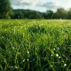 green grass in the morning