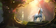 The Majestic Unicorn: An Enchanting Pose Amidst the Mystical Forest