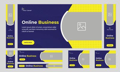 Wall Mural - Online business web set banner design for social media post,  Product business  web bundle banner design, fully editable vector eps 10 file format