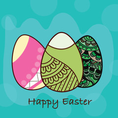 Wall Mural - Beautiful Floral Design Decorated Eggs for Happy Easter Celebration.