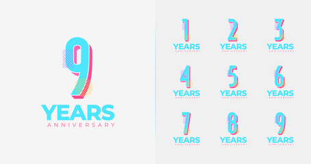 Wall Mural - Anniversary logo collections. Number icon with colorful shape for creative birthday concept