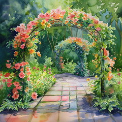 Poster - watercolor floral arch
