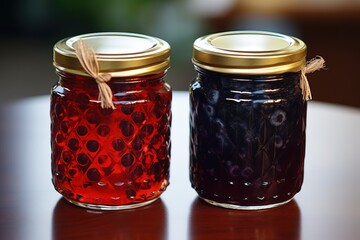 Wall Mural - Homemade fruit jam in a jar, white background