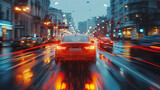 Fototapeta Panele - the motion blur of cars moving past the camera, cinematic shot