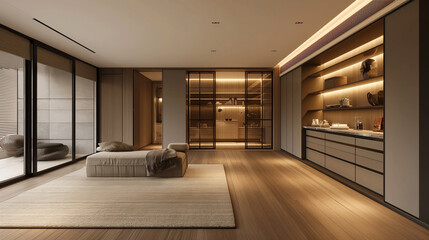 Wall Mural - modern flats and apartments in the style of soft, muted color palette, minimalist imagery