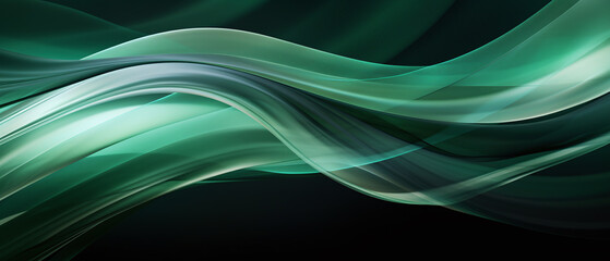 Wall Mural - Emerald and silver abstract wave background.