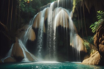 Sticker - waterfall in forest