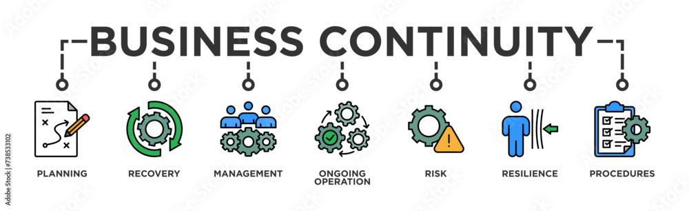 Business continuity plan banner web icon glyph silhouette for creating ...