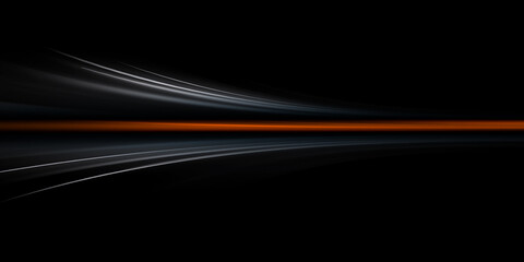 Sticker - High-speed light trails effect. Futuristic dynamic motion technology. Neon orange color glowing lines background