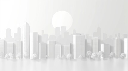 Poster - White minimalist cityscape urban design