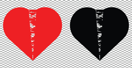 Wall Mural - Set of black and red broken heart shaped symbols. Collection of vector heart icons for web site, sticker, love logo and Valentines day.  Broken heart icon logo, app, UI. Broken heart icon  eps 10 ,19