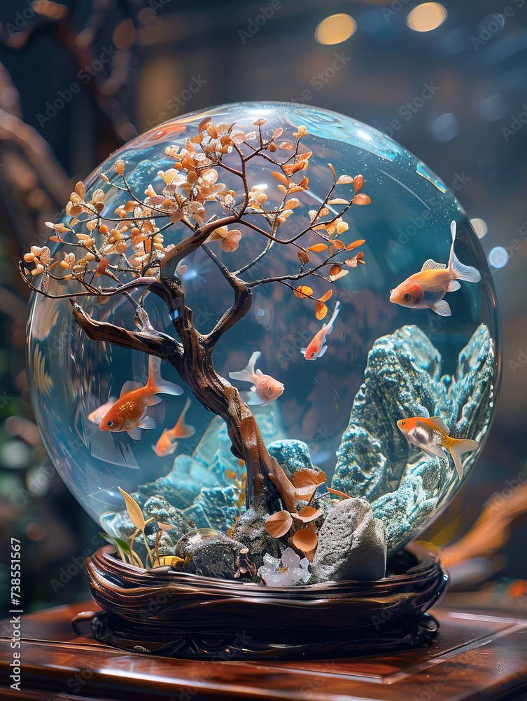 Sphere Fish Discover the enchantment of a fish-shaped tree encased in a sphere. A ...