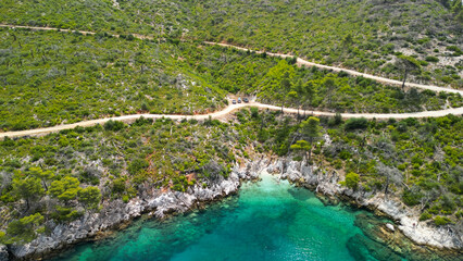 Canvas Print - Cape Amarandos beach in Skopelos, Greece - Aerial view