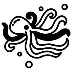 Wall Mural - Octopus glyph and line vector illustration