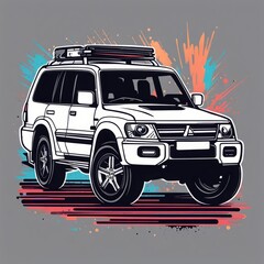 Wall Mural - vector illustration of a car vector illustration of a car suv car. hand drawn graphic. vector illustration.