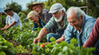 © Ms_Tali - In a tranquil community garden, seniors cultivate crops amidst a backdrop of vibrant greenery, enjoying the sunlight and the company of fellow gardening enthusiasts