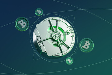 Poster - Cryptorrency, bitcoins floating and financial communication