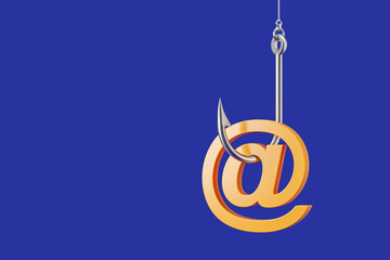 Poster - fish hook with email sign on copy space background