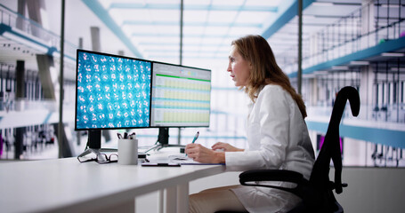 Aufkleber - Research Lab Scientist Using Computer