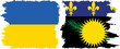 Guadeloupe and Ukraine grunge flags connection vector