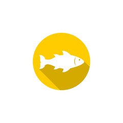 Sticker - The fish icon. Fish symbol button icon isolated on transparent background