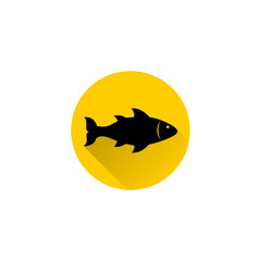 Sticker - The fish icon. Fish symbol button icon isolated on transparent background