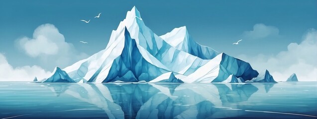 Wall Mural - iceberg vector. Minimal polar landscape art with watercolor brush and golden line art texture. Abstract art wallpaper for prints, Art Decoration, wall arts, and canvas prints. 