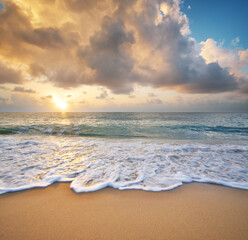 Wall Mural - sandy seashore at sunset